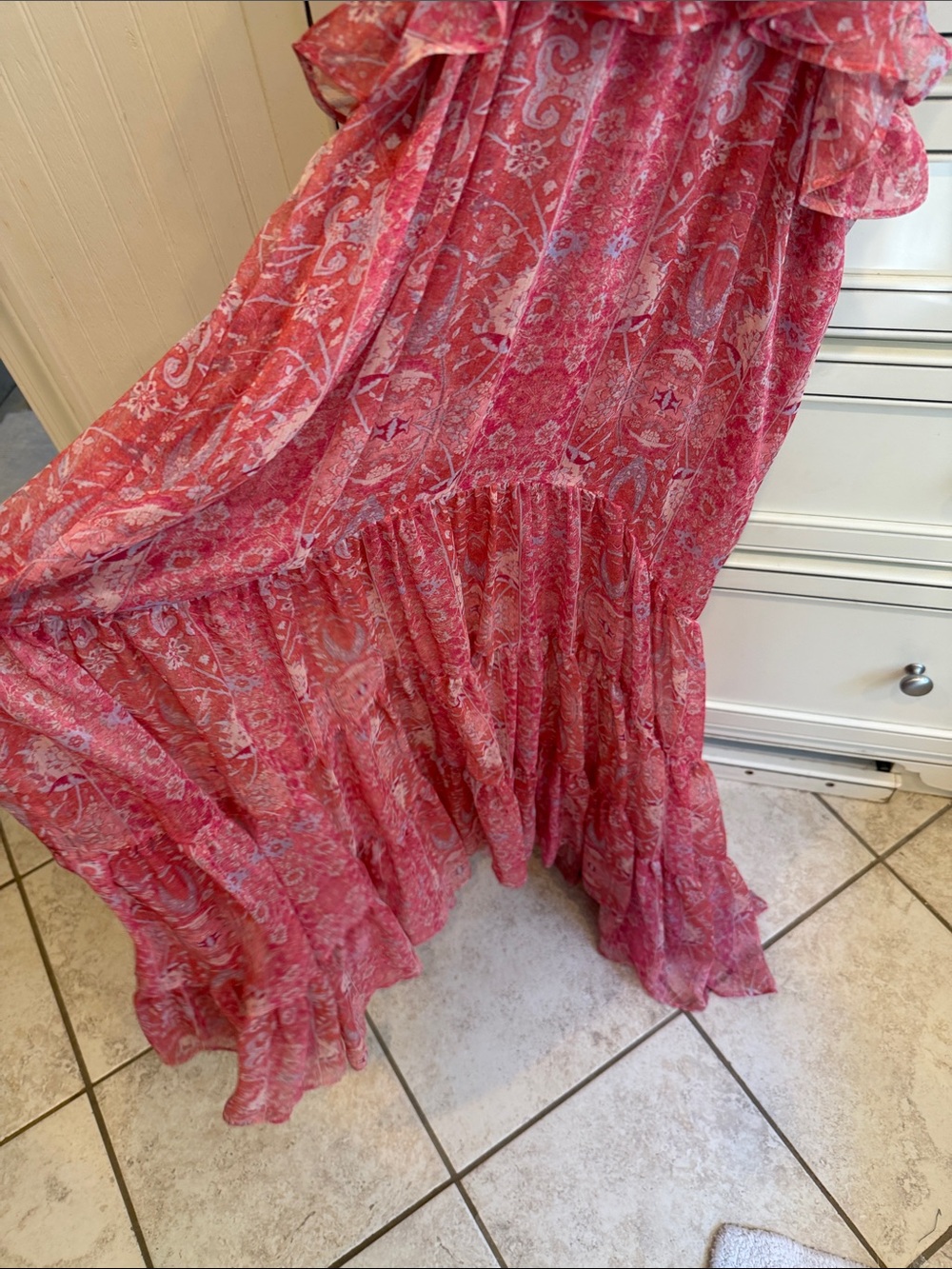Misa Los Angeles Pink Floral Ruffled Maxi Dress - Picture 9 of 14